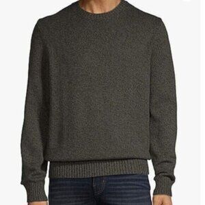 St. John's Bay Crew Neck Lg Sl Chunky Kn Sweater Olive Marl Green Sz.L NEW